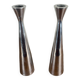 Pair of silver-plated metal candlesticks, Denmark