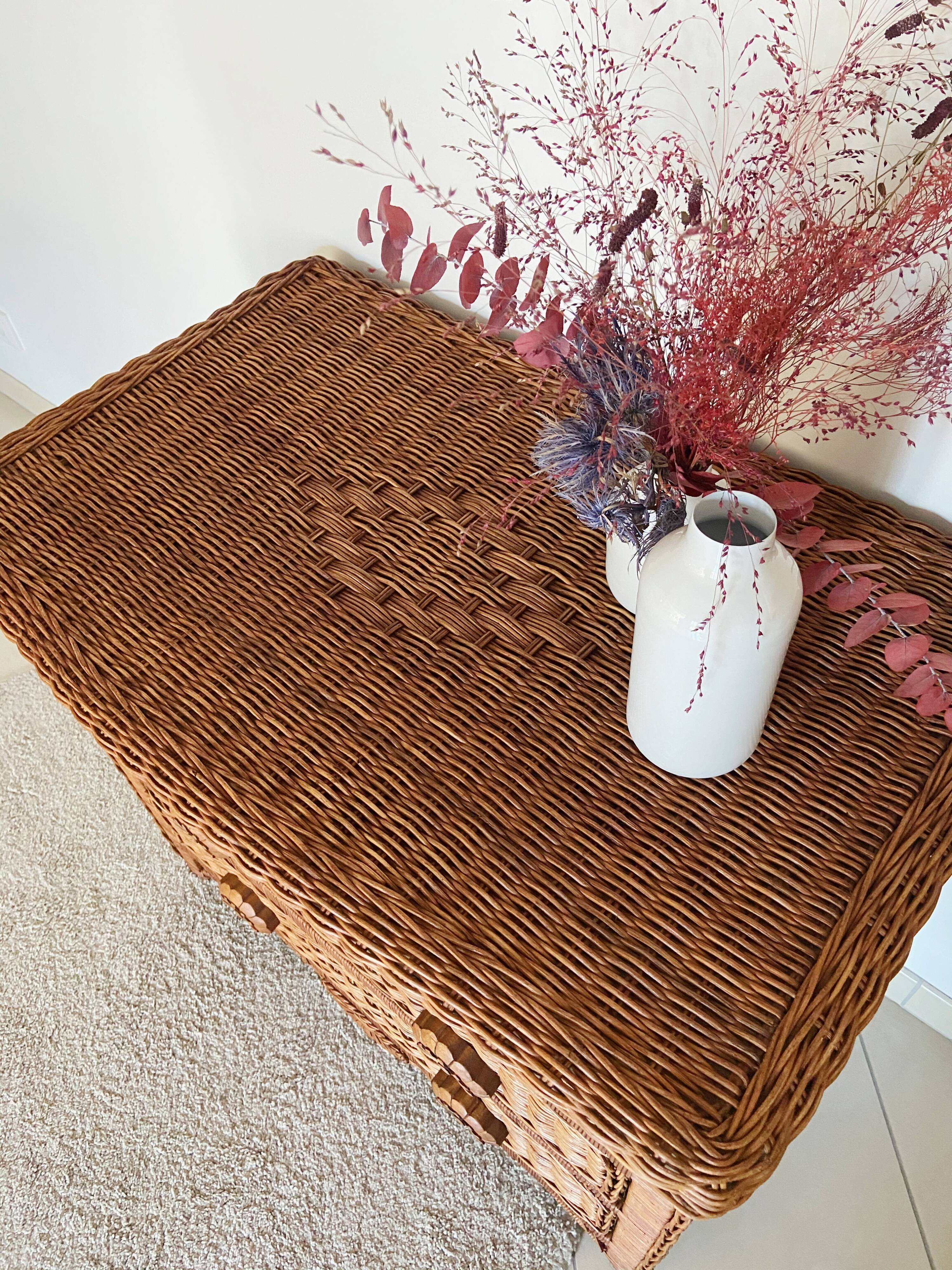 Vintage rattan chest of drawers