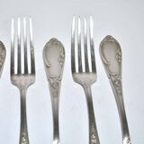 Set of 6 vintage MARLY rocaille table forks in silver metal 21.5cm