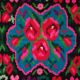 Colorful kilim on black background with floral design