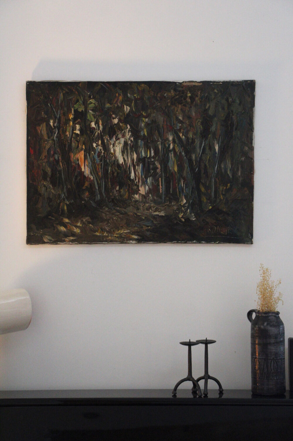 Abstract oil on canvas painting "The Forest" Amsterdam circa 1950