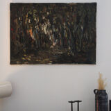 Abstract oil on canvas painting "The Forest" Amsterdam circa 1950