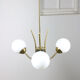 Italian Mid-century Brass and Opaline Glass Chandelier