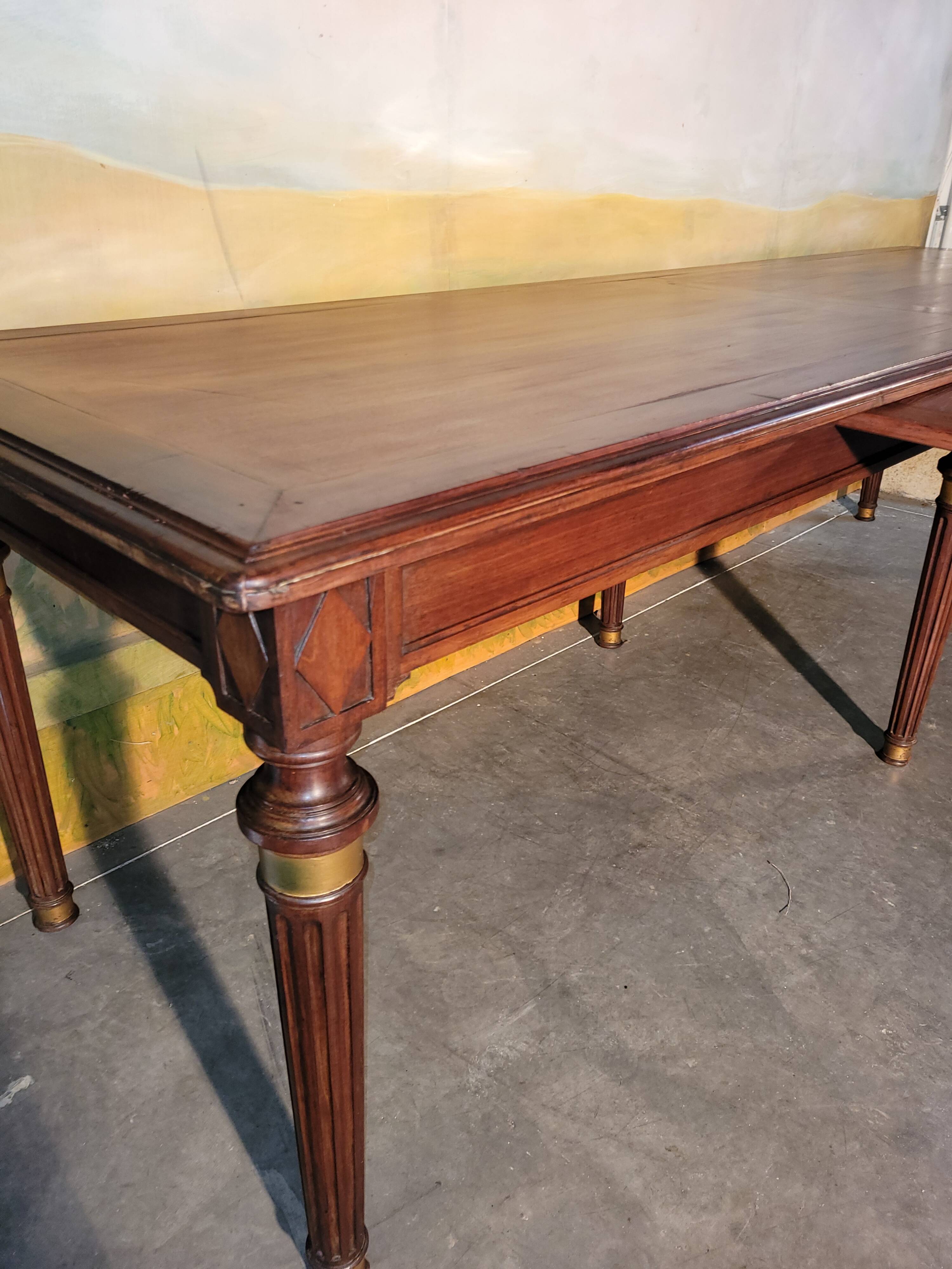Large Louis XVI style mahogany table