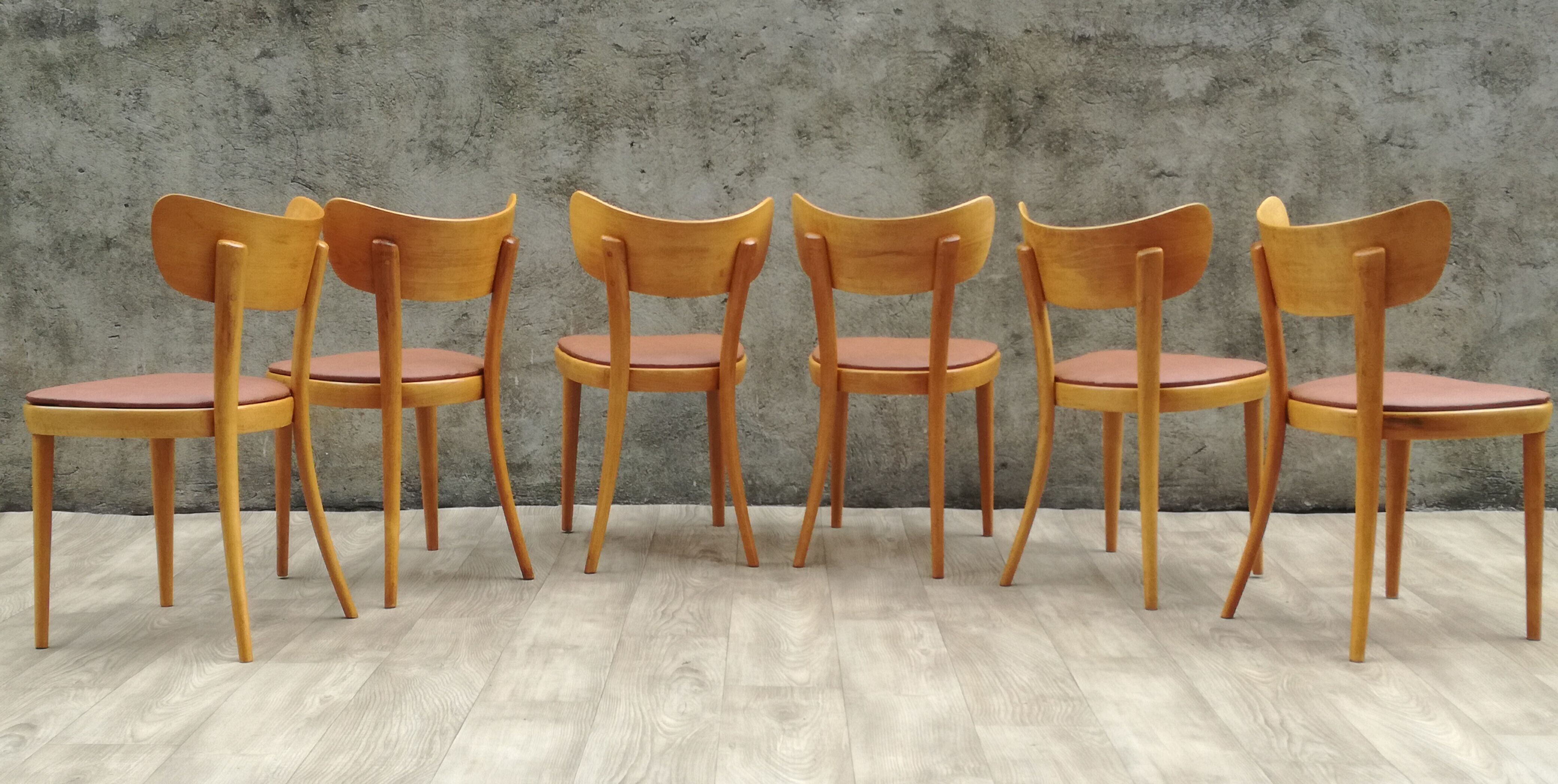 6 thonet chairs in blond wood
