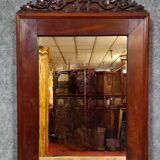 19th-century carved mahogany mirror – Leaf decoration – Napoleonic III period