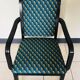 Fauteuil bridge années 60 tissu art déco bleu et or