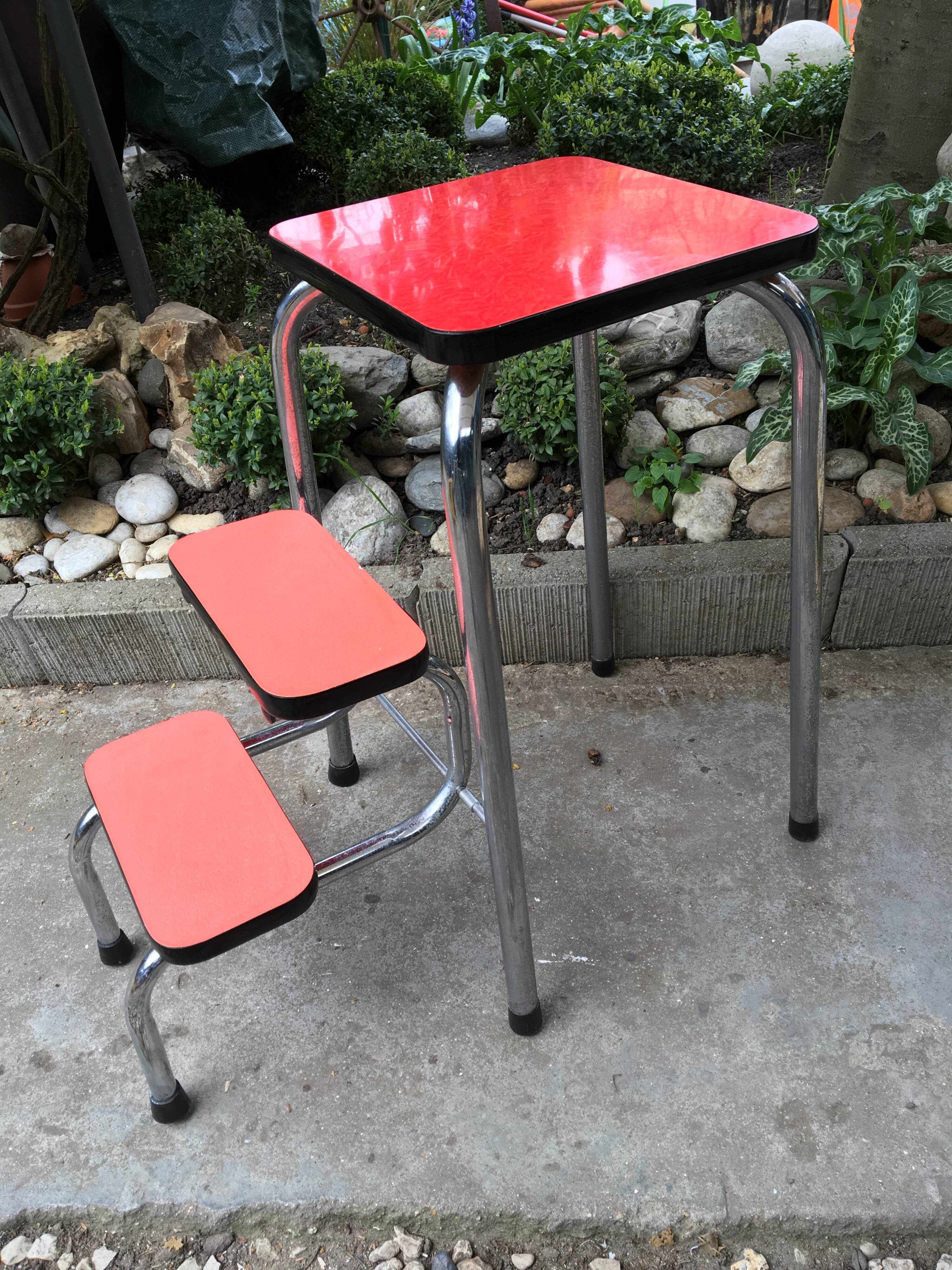 Stool stool red Formica