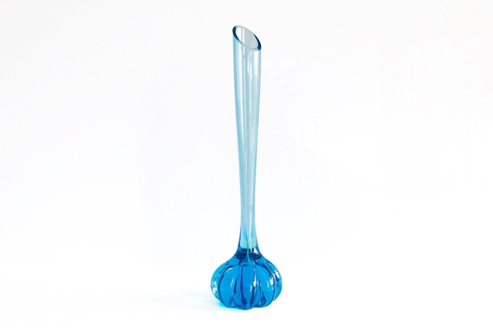 Vintage bright blue glass vase