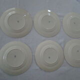 6 flat plates K - G Lunéville original blue decoration "G" old faience