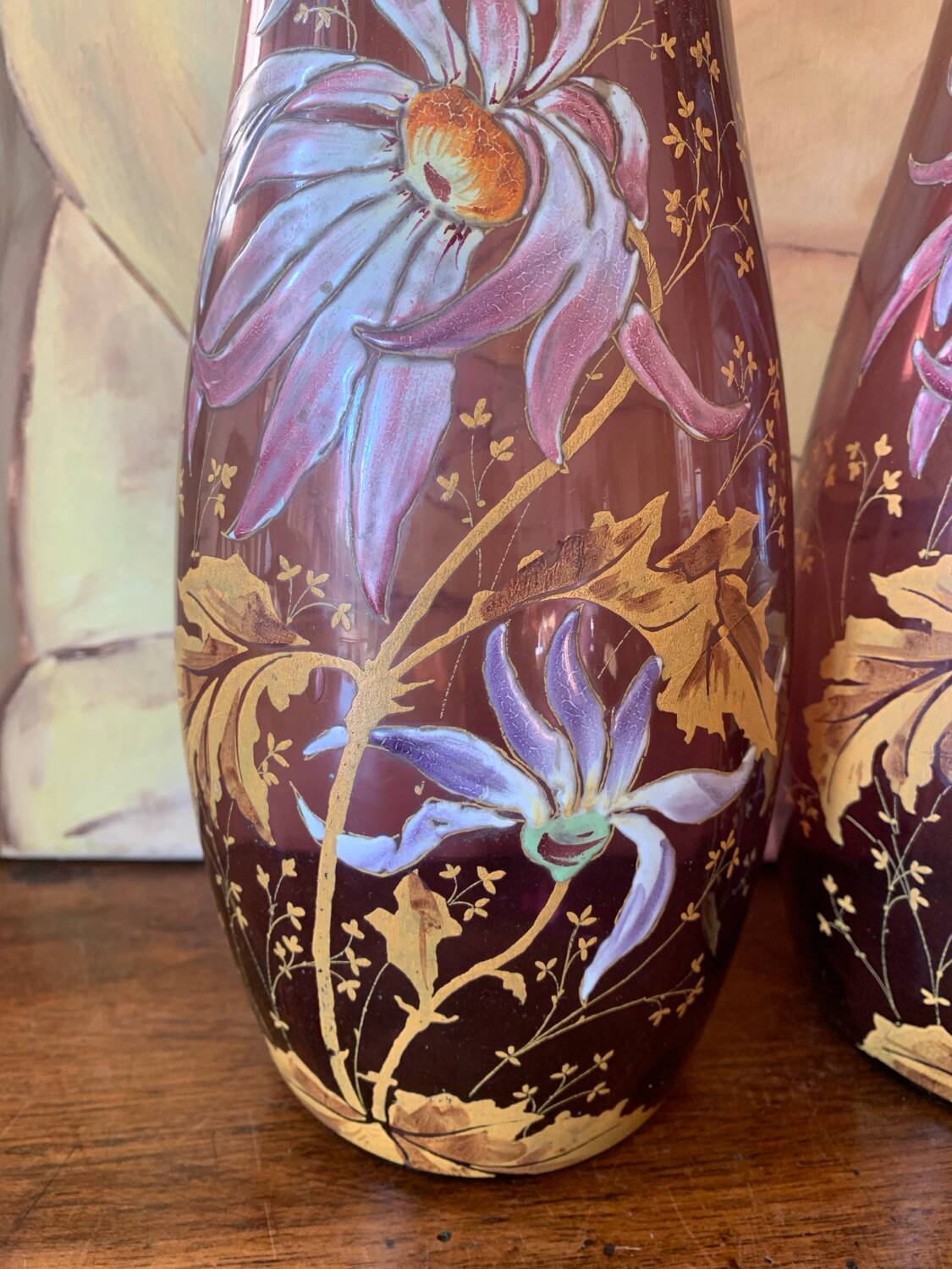 Enamelled glass vases