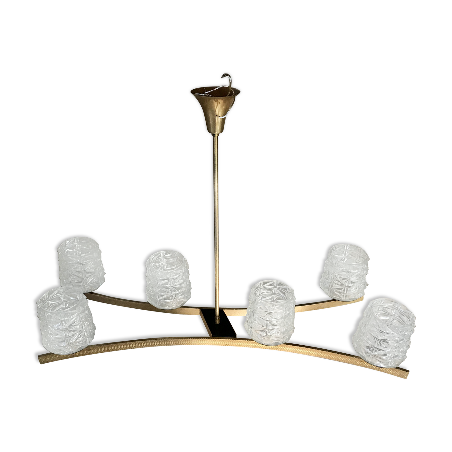 Glass-laiton chandelier circa 1950