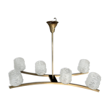 Glass-laiton chandelier circa 1950