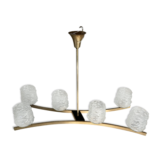 Glass-laiton chandelier circa 1950