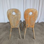 Set of 2 Rustic Primitive Wooden Chairs / Weathered Farmhouse Dining Chairs