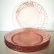 set of 6 Rosaline dessert plates in pink swirl glass