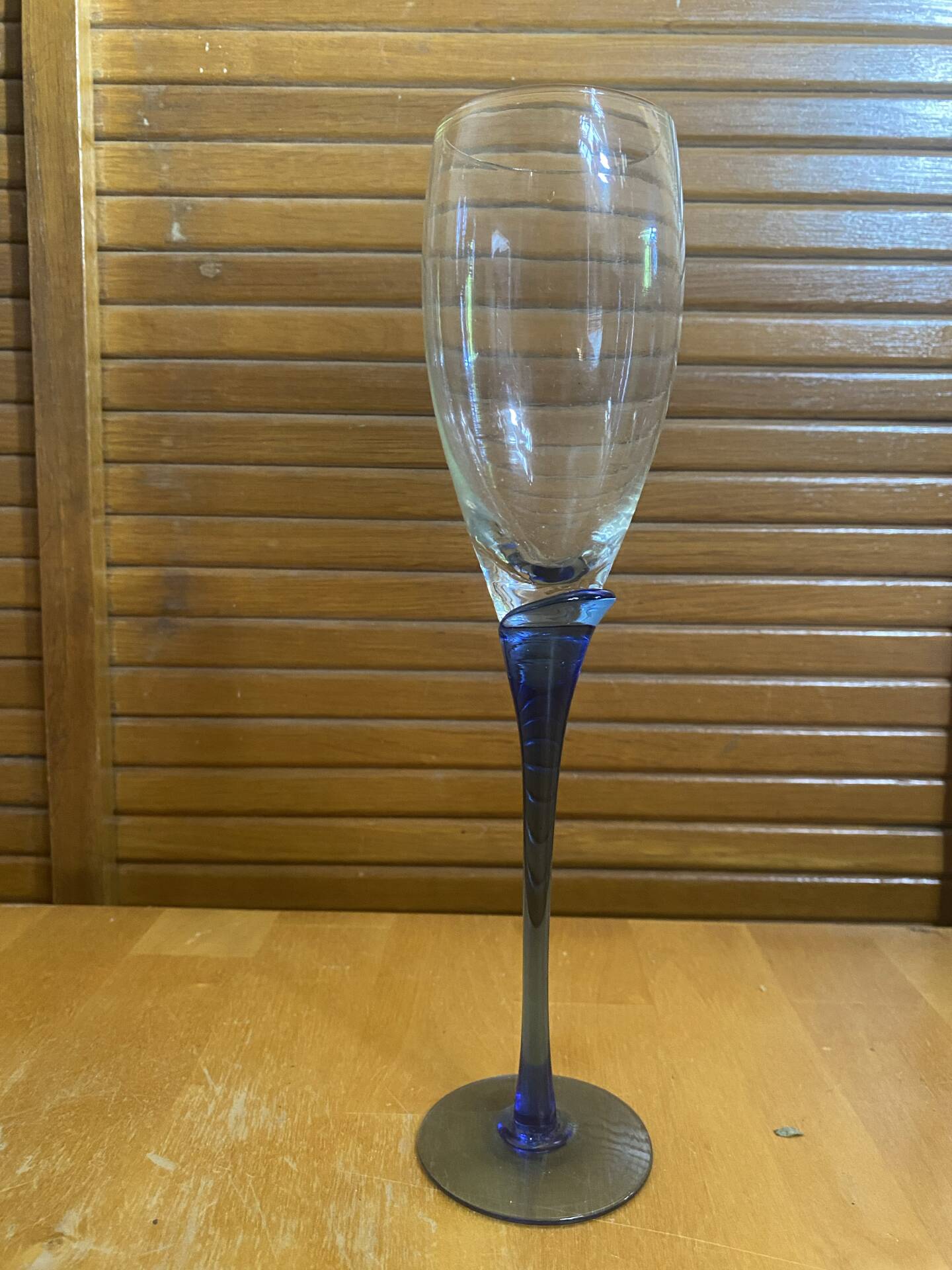 Set of 5 Champagne Flutes BORMIOLI ROCCO Moulded Glass + Vintage Blue Stem