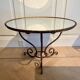 Table basse dorée avec plateau en miroir ancien