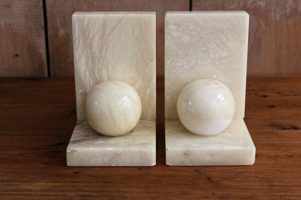 Pair of marble art deco book ends