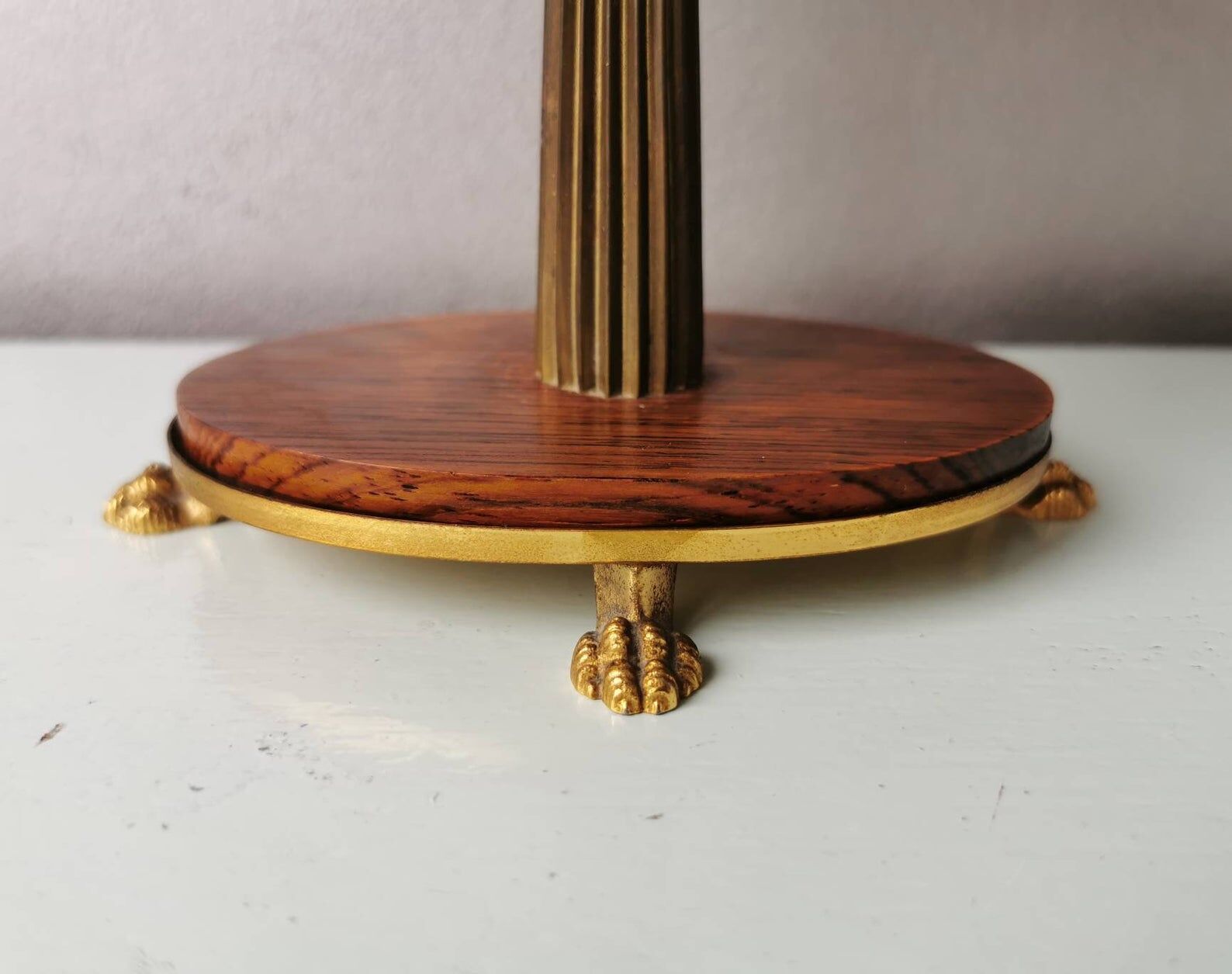 Vintage table lamp with 70s plastic hood