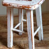 Workshop stool in vintage patinated solid wood