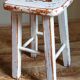 Workshop stool in vintage patinated solid wood
