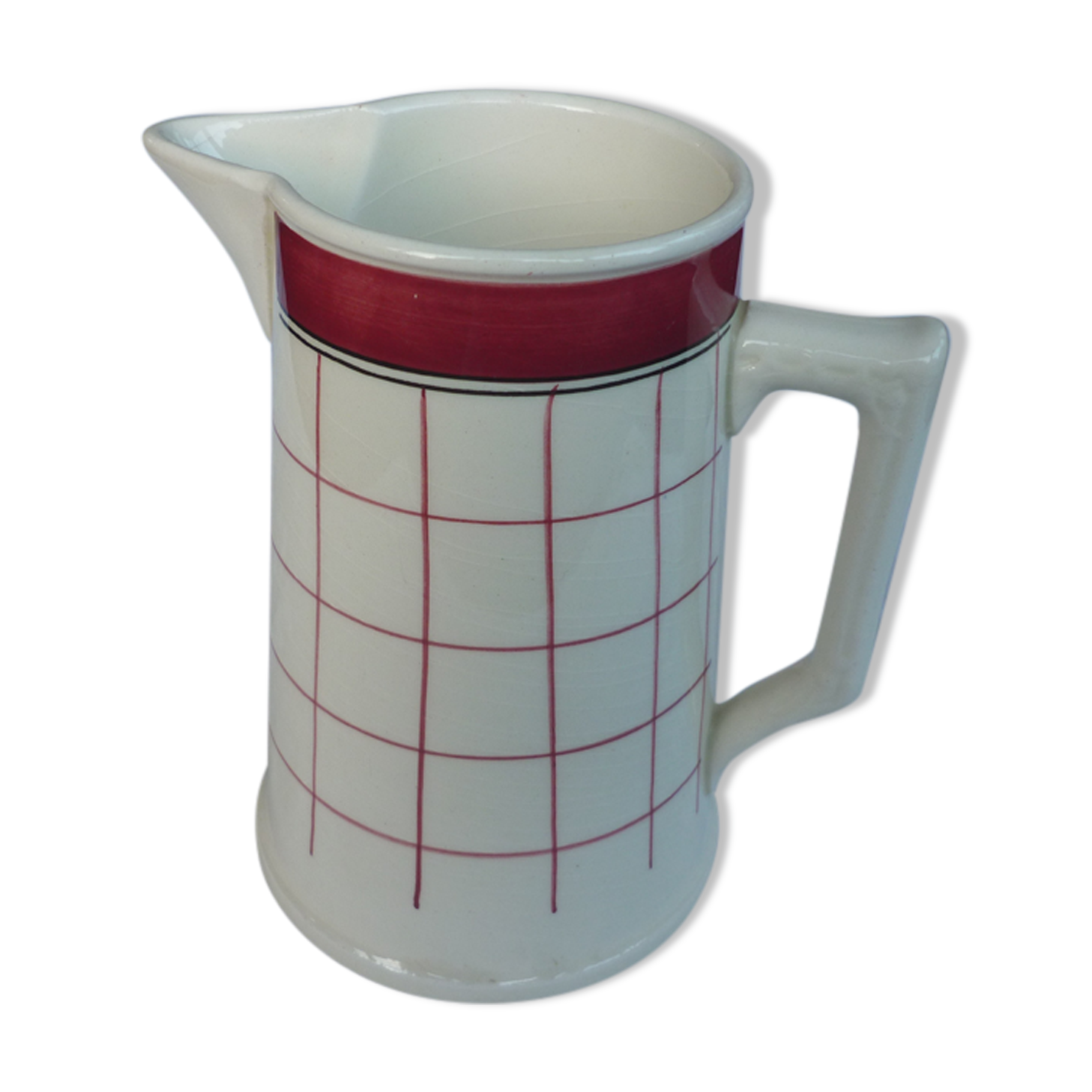 Pichet pot a lait faience de Gien carreaux