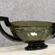 Coupe, centre de table en verre vert pressé Val Saint Lambert
