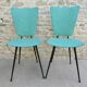 Pair of chairs from the 50s, metal compass legs and Skaï