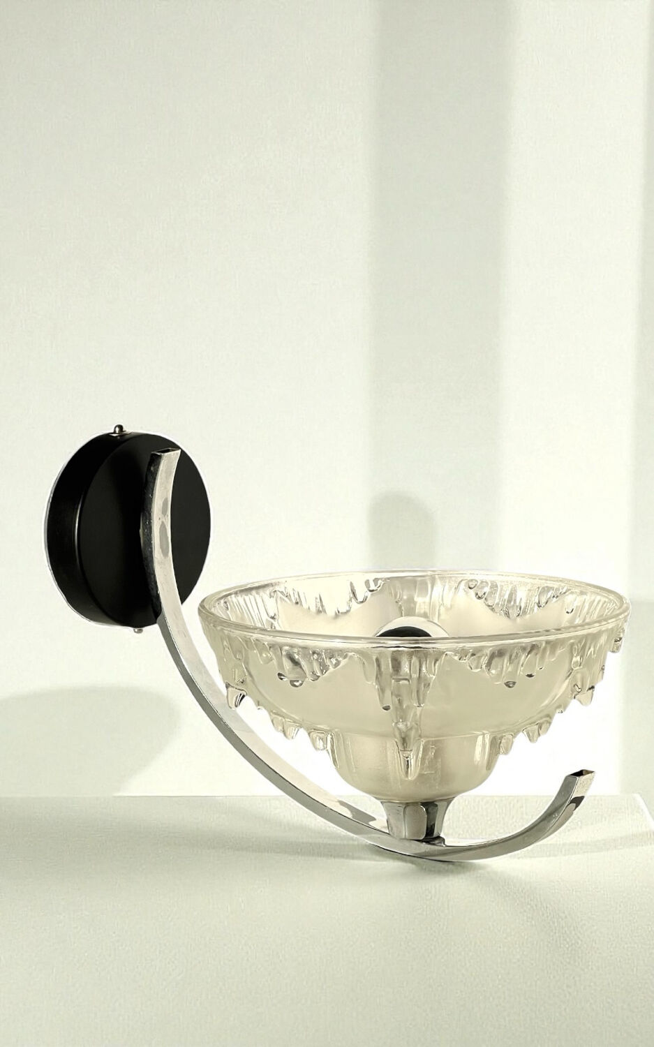 Pair of Ezan art deco glass and chrome wall lights