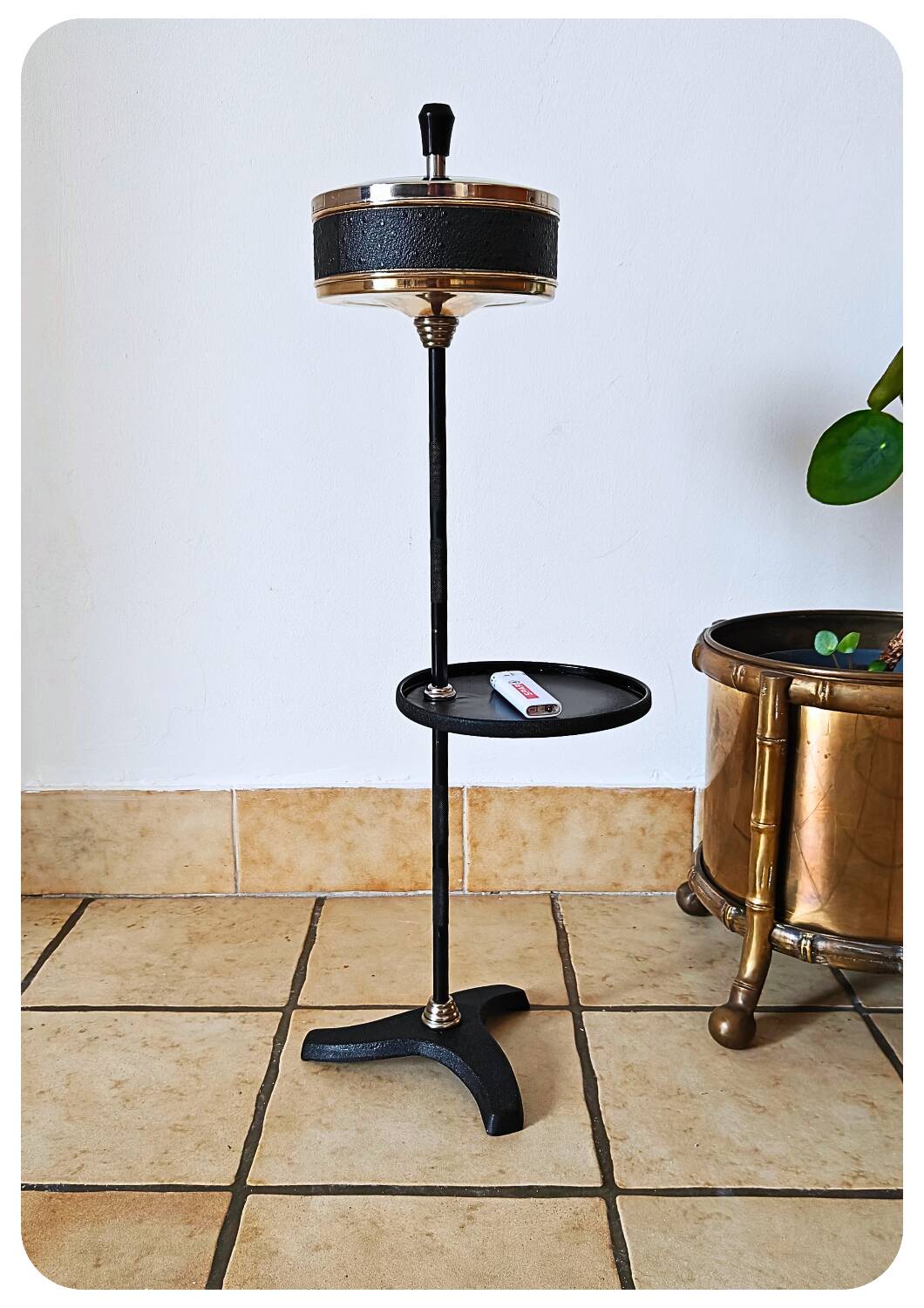 Vintage Brass Mid Century Standing Ashtray