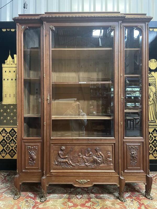 Empire style mahogany display cabinet bookcase