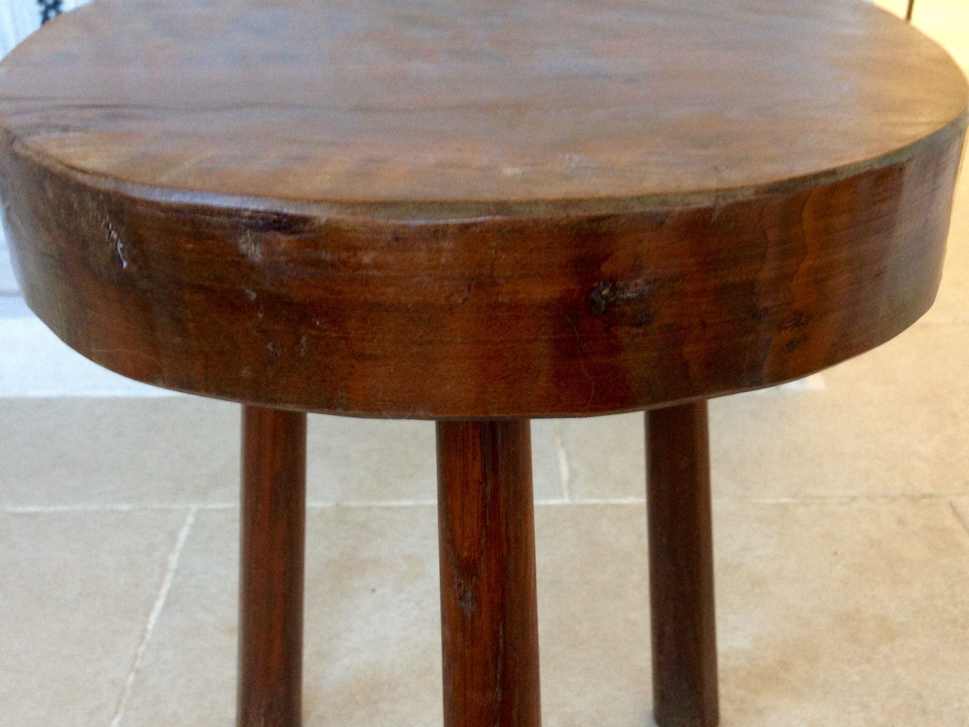 V massive wooden tripod stool