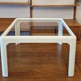 Coffee table in white lacquered wood with glass top, 1960s