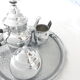 teapot, milk jug, sugar bowl, silver stainless steel, 1980,