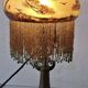 Antique signed reverse painted bronze table lamp, 1910-20