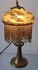 Antique signed reverse painted bronze table lamp, 1910-20