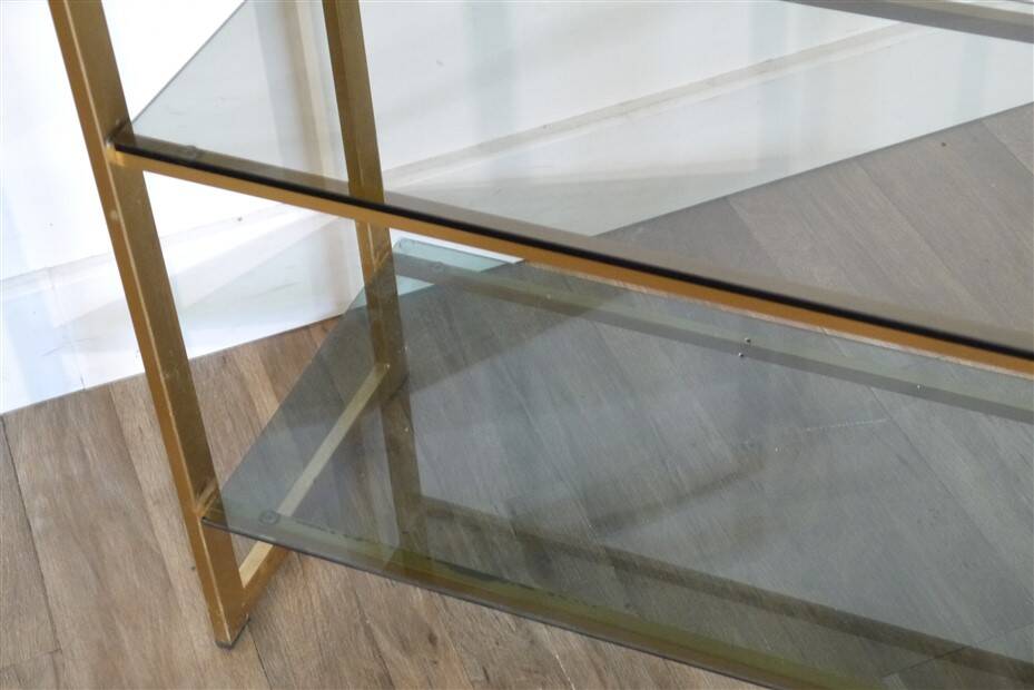 Italian glass and gold metal shelf from Artelano 1970