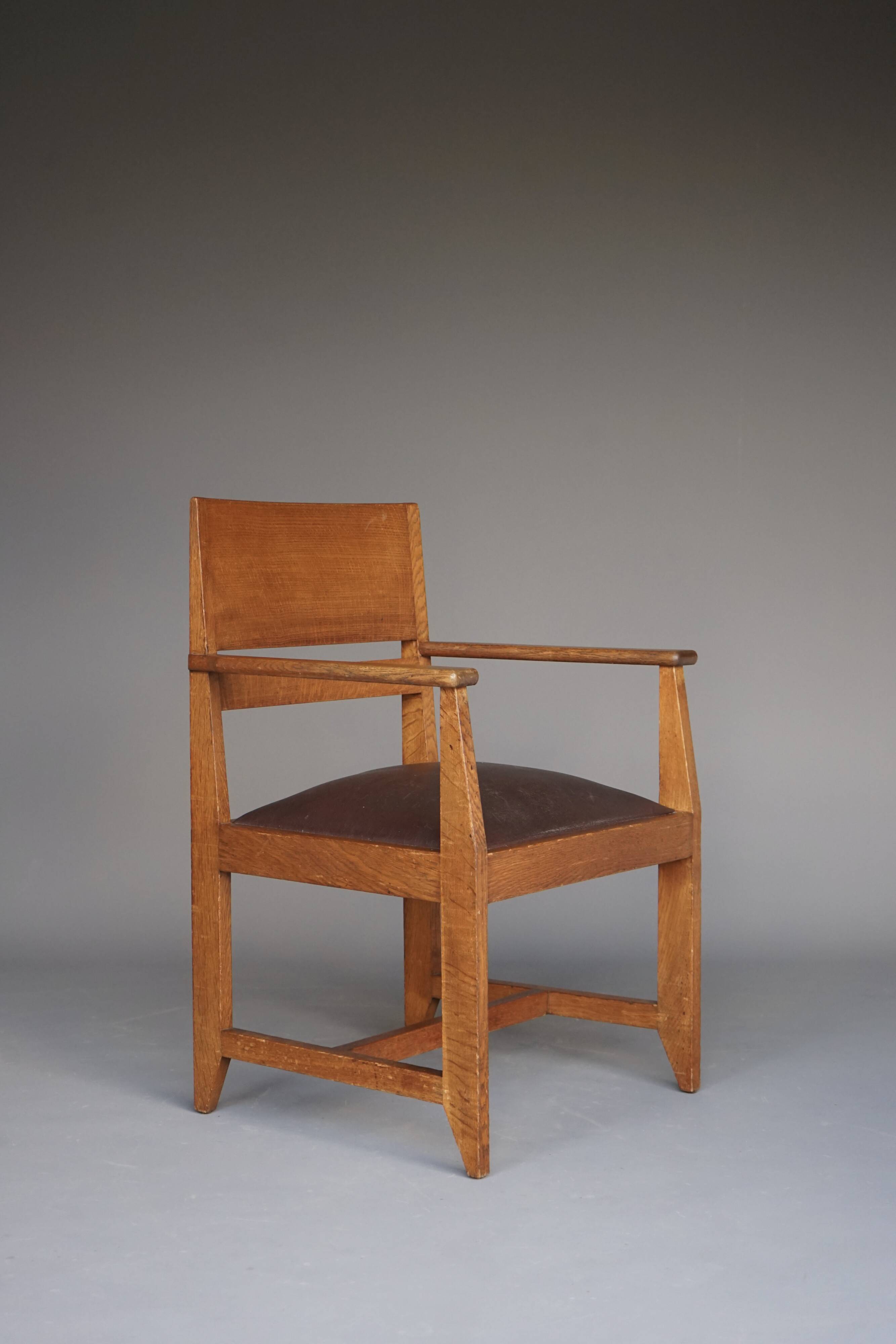 Oak Armchair by Henk Wouda for H. Pander & Zn., 1930s