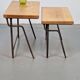 Brutalist Cast Iron and Oak Nesting Tables, 1970s, Set of 2