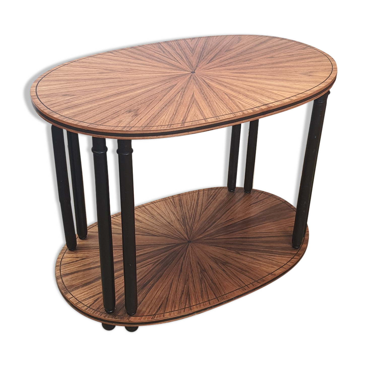 Art deco tea table Maurice Dufrène oval zebrano