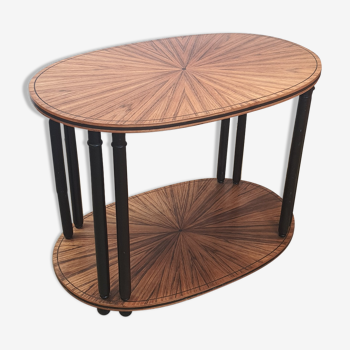 Art deco tea table Maurice Dufrène oval zebrano