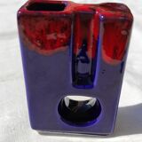 Ceramic vase year 70 blue and red design