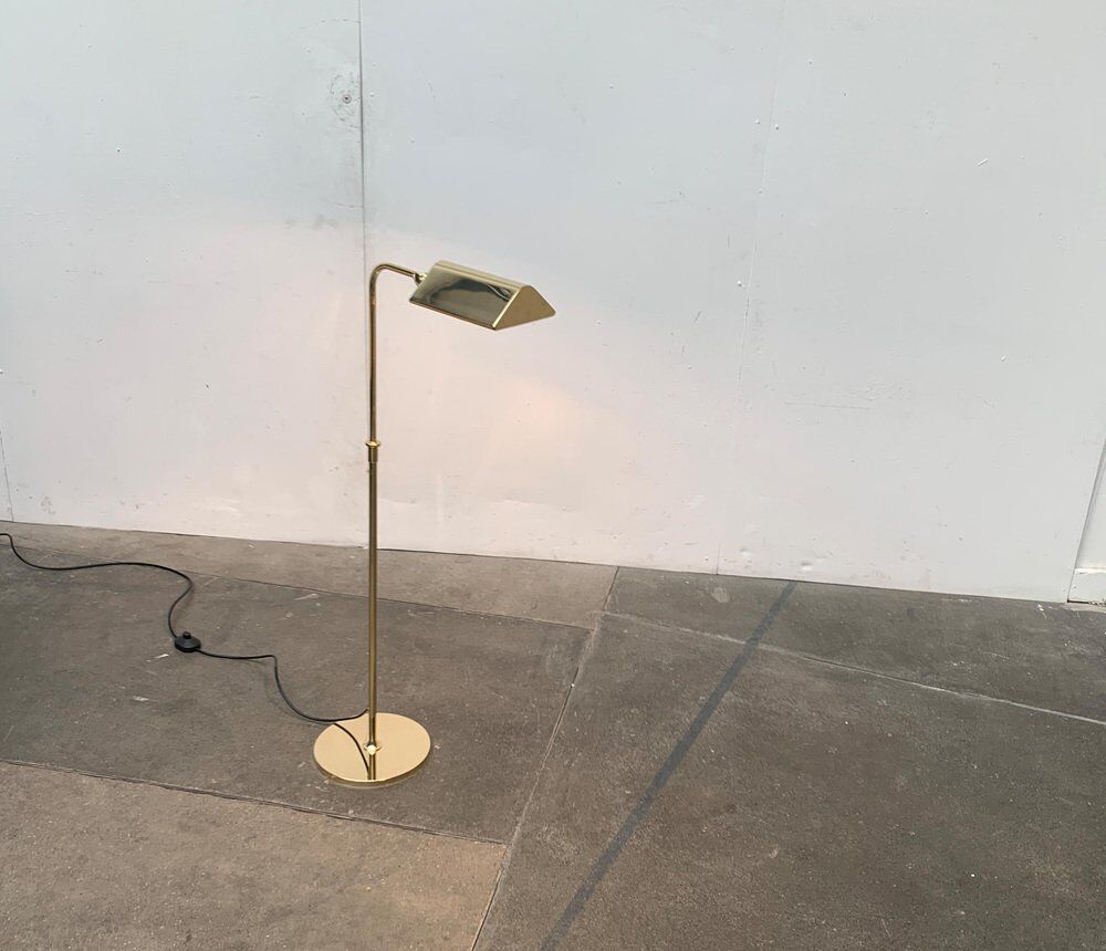 Vintage Hollywood Regency floor lamp in German brass by Florian Schulz.