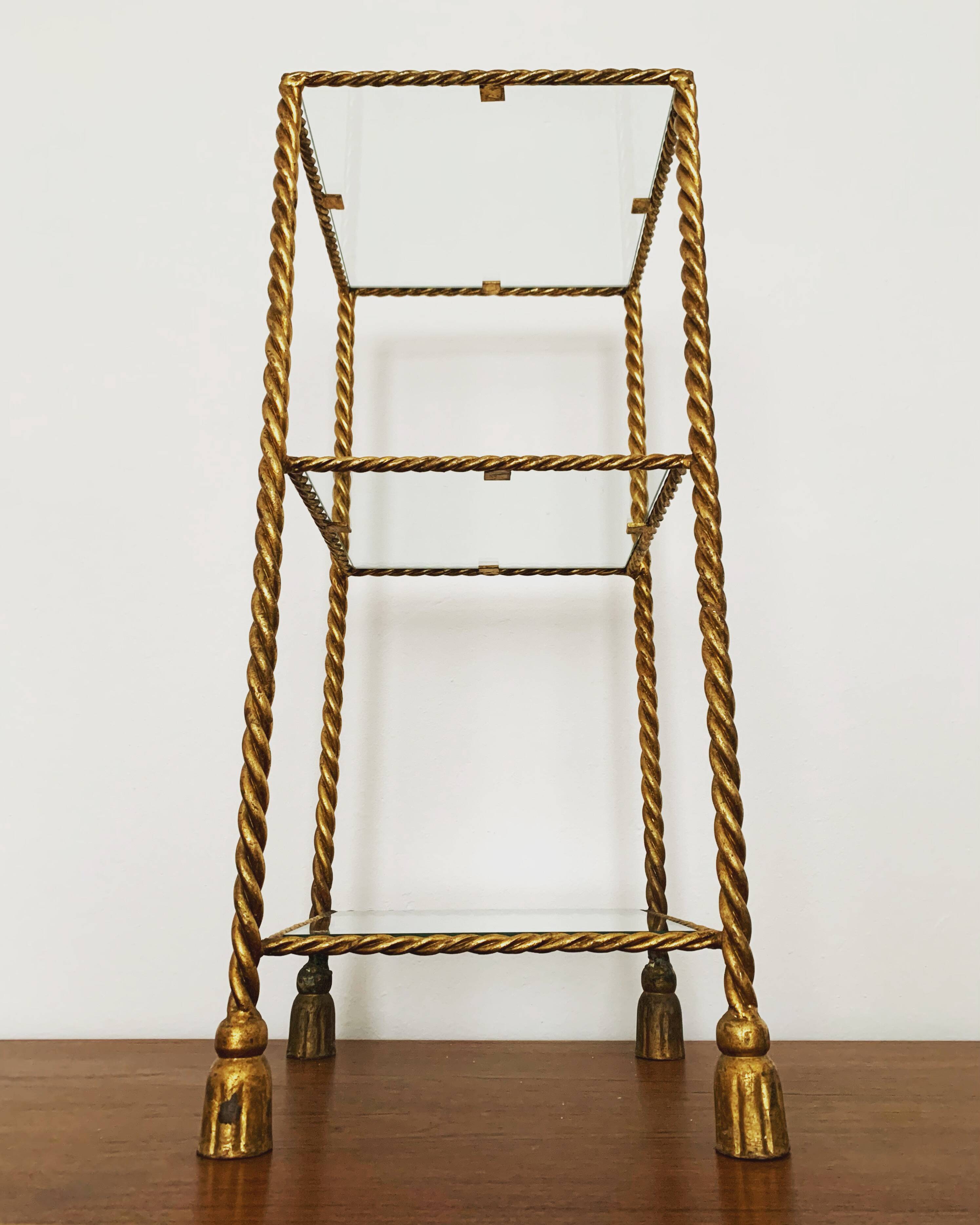 Gilded Italian Hollywood Regency Metal Shelf by Hans Kögl