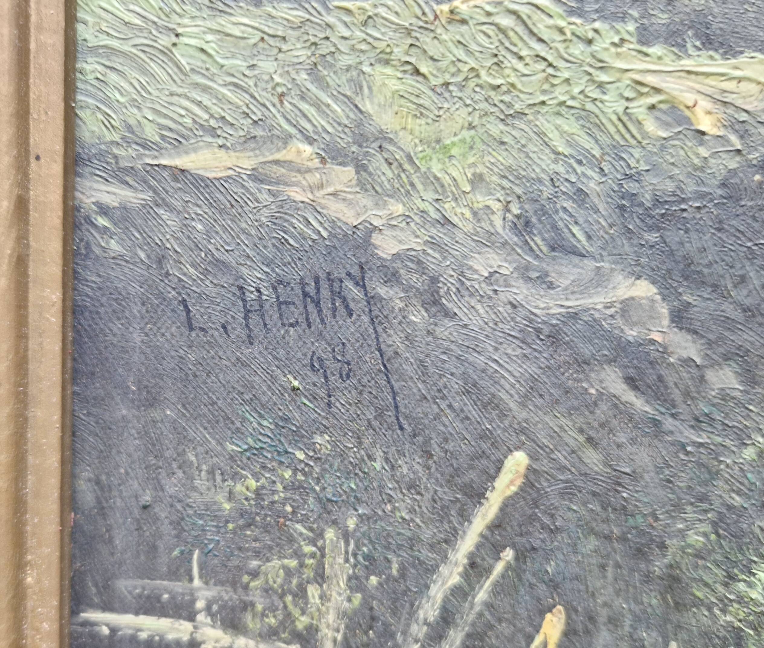 Oil on Canvas XIX – Barbizon School – Signed L. HENRY '98