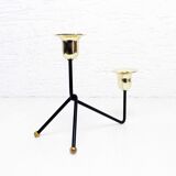 Double metal and brass candle holder