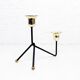 Double metal and brass candle holder