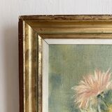 Still life bouquet of chrysanthemums, oil on canvas