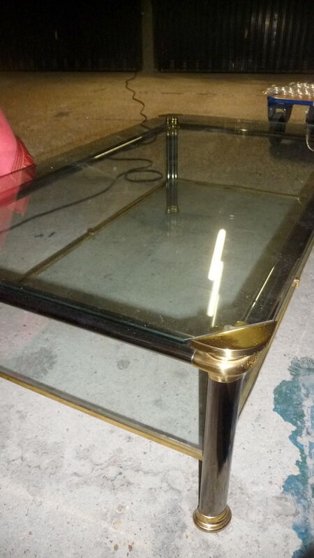 Brass and glass coffee table
